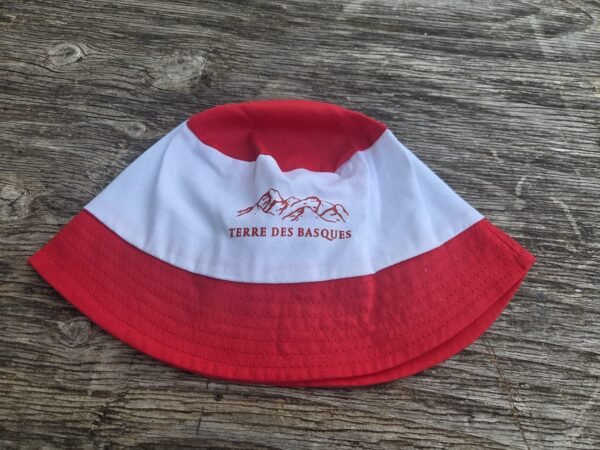Bob Terre des Basques rouge et blanc logo montagne - dessus
